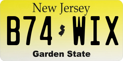 NJ license plate B74WIX