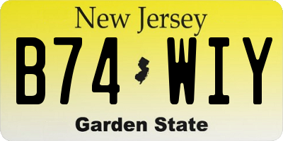 NJ license plate B74WIY