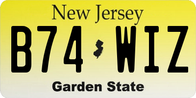 NJ license plate B74WIZ