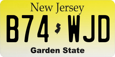 NJ license plate B74WJD