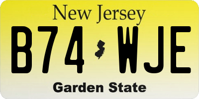 NJ license plate B74WJE