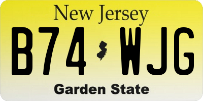 NJ license plate B74WJG