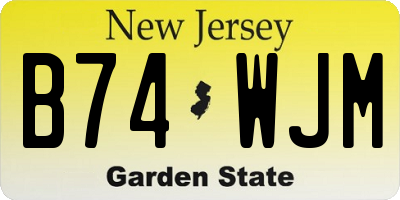 NJ license plate B74WJM