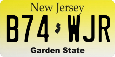 NJ license plate B74WJR