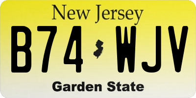 NJ license plate B74WJV