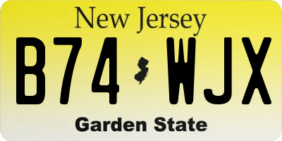 NJ license plate B74WJX