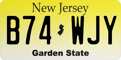 NJ license plate B74WJY