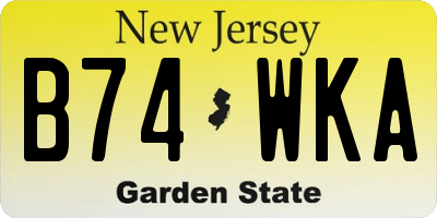 NJ license plate B74WKA