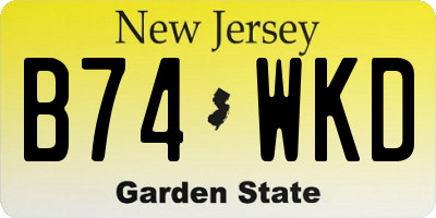 NJ license plate B74WKD