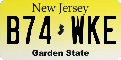 NJ license plate B74WKE