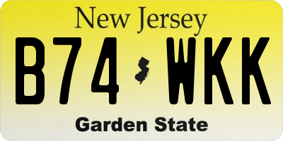 NJ license plate B74WKK