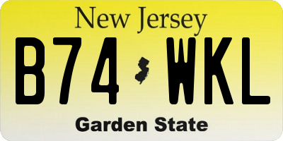 NJ license plate B74WKL