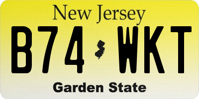 NJ license plate B74WKT