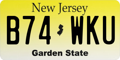 NJ license plate B74WKU