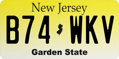 NJ license plate B74WKV