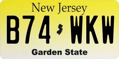 NJ license plate B74WKW