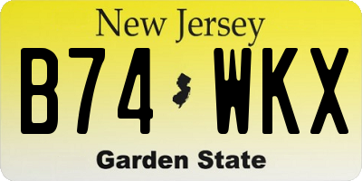 NJ license plate B74WKX