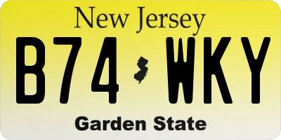 NJ license plate B74WKY