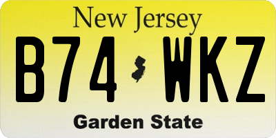 NJ license plate B74WKZ