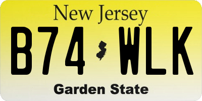 NJ license plate B74WLK