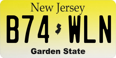 NJ license plate B74WLN