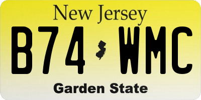 NJ license plate B74WMC