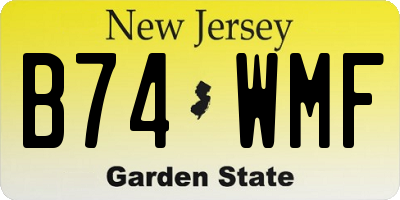 NJ license plate B74WMF
