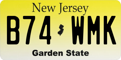 NJ license plate B74WMK
