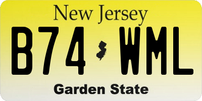 NJ license plate B74WML