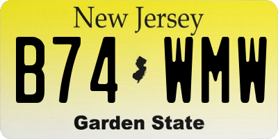 NJ license plate B74WMW