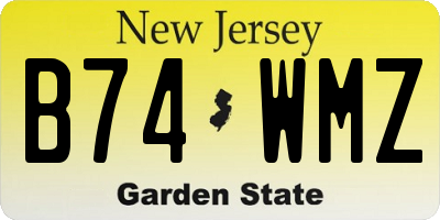 NJ license plate B74WMZ