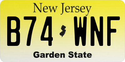 NJ license plate B74WNF