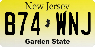 NJ license plate B74WNJ