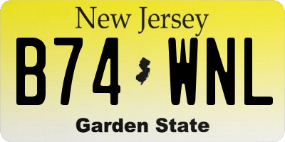 NJ license plate B74WNL