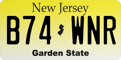 NJ license plate B74WNR