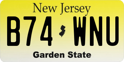 NJ license plate B74WNU