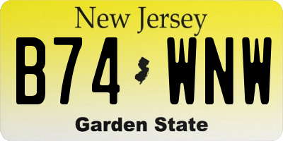 NJ license plate B74WNW