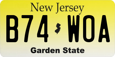 NJ license plate B74WOA
