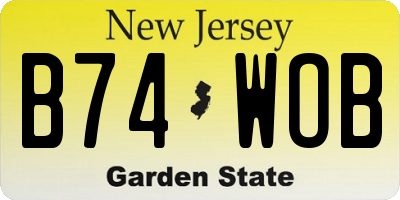 NJ license plate B74WOB
