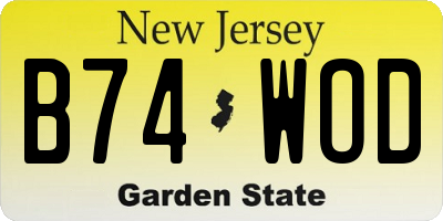 NJ license plate B74WOD