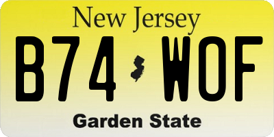 NJ license plate B74WOF