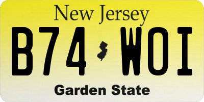 NJ license plate B74WOI