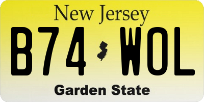 NJ license plate B74WOL