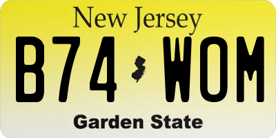 NJ license plate B74WOM
