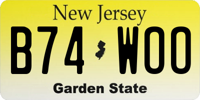 NJ license plate B74WOO