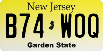 NJ license plate B74WOQ