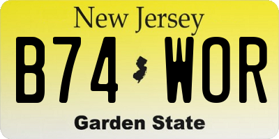 NJ license plate B74WOR