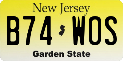 NJ license plate B74WOS