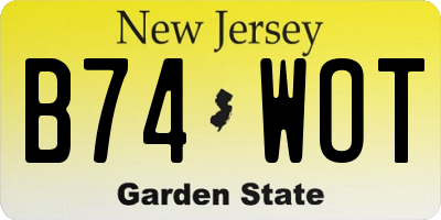 NJ license plate B74WOT
