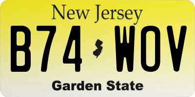 NJ license plate B74WOV